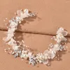 Hair Clips Pearl Headband For Women Girls Accessories Bride Wedding Hairbands White/Blue/Pink Flower Crowns Kids Noiva Jewelry