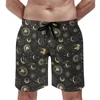 Men's Shorts Sun Astrology Art Board Black And Gold Moon Star Casual Short Pants Graphic Sports Fitness Fast Dry Beach Trunks