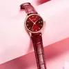 Нарученные часы модные женские часы Quartz Bristwatch Ladies Red Watches for Girls Kid