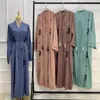Roupas étnicas Kimono Abaya Ramadan Muçulmano Hijab Vestido Turquia Botão Invisível Bordado Abayas para Mulheres Dubai 2023 Islam Party Outfit
