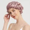 Bonnet / Skull Caps 100% Mulberry Silk Night Sleeping Cap Pure Silk Solid Color Soft Bonnet Chapeaux pour femmes Enveloppement de cheveux avec bande élastique 16Momme 230826