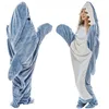 Sacos de dormir Saco de dormir de tiburón de dibujos animados, pijamas, manta de tiburón para siesta de oficina, manta de chal de sirena de tela de alta calidad Karakal para niños y adultos 230826
