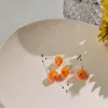 Boucles d'oreilles Orange pour femmes, coréen, peint à la main, argile, Simulation d'épluchage en forme de Fruit, partenaire d'oreille, étudiantes filles, bijoux mignons