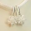 Dangle Earrings Fashion Elegant Snowflake White Zircon Crystal Round Pearl Drop Bridal Wedding Party Jewelry