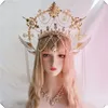 Pannband Lolita pannband Golden Mary Apollo Sun Halo Goddess Crown Party Church Headwear Halloween Costume överdrivet huvudstycke 230826