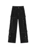 Damen Jeans Baggy Jeans Frauen Cargohose Vintage High Waist Streetwear Denim Hose Schwarz Gothic Kleidung Taschen Gerade Hose mit weitem Bein 230826