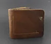 Wallets Men's Biker Trucker Bifold ID Card Money Cowhide Leather Wallet Brown