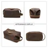 Waist Bags Luxury Brand Cosmetic Bag Men Crazy Horse Leather Large capacity Toiletry Travel Portable Storage Wash Organizer Makeup 230826