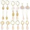 Dingle örhängen bohemisk cowrie metall Sea Shell Drop Earring For Women Statement Conch Tassel Eardrop Summer Beach Gold Color Jewelry