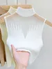 Women's T-Shirt Halter Neck Knitwear Women's Sleeveless T-Shirt Elastic Mesh See-Through Sexy Vest Sweater Tops Korean Fashion Y2k Tees Clothing 230827