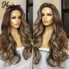 13x4 Body Wave Human Hair Wigs Ombre Brown Spets Front Wigs Human Hair Brazilian Remy Hair Spets Wigs For Women Pre-Plucced