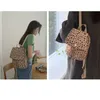 School Bags Spring 2023 Women's Simple Lightweight Casual Backpack Nylon Drawstring Leopard Print 230826