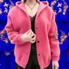 Kvinnors stickor 2023 Autumn and Winter Mom's Imitation Coat Middle Old Age Hooded Cardigan tröja stickad jacka B228