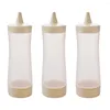 Ensembles de vaisselle 3 PCS Bouteille à presser Sauce Récipients en plastique transparent Go Couvercles Vinaigrette