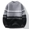 Suéteres para hombre estilo Otoño Invierno suéter de tendencia de moda de alta calidad Casual cómodo cálido hombres patrón de diamante tamaño M-3XL