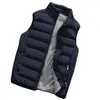 Gilets pour hommes en plein air hommes gilet confortable hiver rembourré chaud élégant avec poches à glissière col montant protection du cou gilet