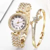 Orologi da polso Sdotter Moda Donna Orologi Bracciale fiore fortunato Cintura in acciaio con strass Orologio da polso al quarzo di lusso per