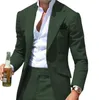 남자 양복 블레이저 그린 남자 웨딩 슬림 핏 슈트 블레이저스 재킷 바지 2 조각 형식 인과 사업 신랑 의상 마리지 Homme 230826