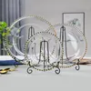 wedding Apparel 13 inch round clear silver/gold glass beaded charger pates glass plate for table decoration