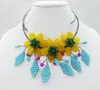 Choker Classic Charm Semi-Precious Stones Weaving Flower Necklace19 "