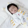 Sleeping Bags Baby Swaddling Wraps 0 6 Months born Bag Cute Bear Ears Kids Head Neck Protector Design Diaper 230826