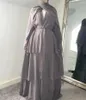 Vêtements ethniques 3 couches de mousseline de soie Abaya Kimono Summer Kaftan Robe Turquie Musulman Hijab Robe Ramadan Ouvert Abayas pour femmes Dubaï Islamique