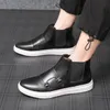 Stövlar herr casual hightop läder skor bekväma andningsbara designer rund tå brittisk stil mode vattentät chelsea boot 230826