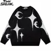 Suéteres para hombres Hombres Streetwear Suéter Star Moon Gráfico Suéter de punto Hip Hop Jersey Algodón Harajuku Suéter Suave Y2K Negro Gris 230827