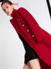 Mezclas de lana para mujer Abrigo de lana con temperamento rojo Abrigo largo de lana para mujer Otoño Invierno Abrigo de lana atmosférico a la moda para mujer Abrigo de invierno para mujer cálido 230827