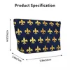 Kosmetiska väskor Royal Gold Blue Grunge Fleur de lis toalettartiklar Kvinnor Lily Flower Makeup Organiser Ladies Beauty Storage Dopp Kit Box