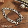 Link Bracelets American Street Vintage Handmade Old Woven Charm Bracelet Solid Crown Side Chain Jewelry