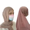 Etniska kläder Svart Instant Hijabs Kvinnors motorhuv med Chiffon Shawl -knappar Lätt att bära masker hatt