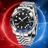 Mens Automatic Watch GMT II Rootbeer Ceramics Watches Full 904L Steel Stail Steel Wristwatches Sapphire Glass Watch Watch Business Casual Montre de Luxe