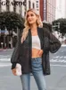 Damesgebreide T-shirts GCAROL Dames Casual losse geslagen Open elastische manchetten Stitch jacquard Vest transparant Oversize Uitloper in 4 seizoenen 230826