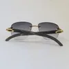 Wholesale Selling Classics Rimless Rimless Original White inside Black Buffalo horn Sunglasses Women Men 18K Gold UV400 Lens Sun Glasses Male and Female Frame