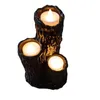 Other Festive Party Supplies Halloween Candlestick Melting Candle Cluster Black Lava Holder with 3 Light Resin Decor 230826