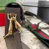 2023 Nieuwe zadeltas van leerkwaliteit Ophidia-serie Dubbele schouderriem Schoudertas Messenger Bag Damesmode Metalen letter Multifunctionele klassieke minitas