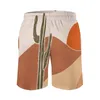 Men's Shorts Cartoon Desert Board Summer Sun Corner Cactus Casual Beach Short Pants Men Sportswear Quick Dry Custom Swimming Trunks