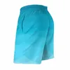 Short pour hommes imprimé planche hawaïenne maillot de plage dégradé bleu polygonal séchage rapide sport Surf pantalon court grande taille