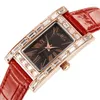 Relógios de pulso moda casual quartzo rosa ouro baguette strass mulher relógio oferece com