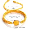 Bracelets à maillons Bracelet en calcédoine jaune pour femmes hommes classique rétro corde en nylon tricoté à la main large bracelet tibétain bouddha yoga bijoux