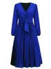 Robes décontractées Ouslee plissée pour femmes automne lanterne manches fête nuit robe taille haute longue mariage bal demoiselle d'honneur robes