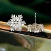 Ohrstecker Mode Bling Schneeflocke Trendy Kubikzircon Kristall Blume Ohrstecker Hochzeit Jahr Weihnachtsgeschenk für Mädchen