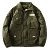 Vestes de chasse Vêtements de travail Parkas Manteau d'hiver rembourré en coton pour hommes Veste cargo vintage Col à revers Vêtements de safari militaires multi-poches