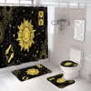 Shower Curtains Shower Curtain Sets Luxury Black Gold Polyester Fabric Washable Bath Curtains 3D Marble Toilet Cover Bathroom Accessories Sets 230826