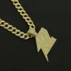 Hip Hop Men Rapper Diamond Pendant Gold Necklace Shiny Lightning No.7 Pendant Micro-Inset Zircon Jewelry Night Club Accessory Sweater Collarben Cuban Chain 1801