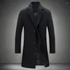 Trenchs pour hommes manteaux vêtements d'extérieur simple boutonnage revers Long manteau veste mode automne hiver pardessus décontracté grande taille en laine