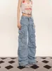 Jeans da donna Grunge Punk High Street Style Oversize Cargo Jean Primavera Autunno Y2K Moda coreana Tasche Pantaloni larghi in denim 230826