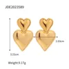 Hoop Huggie Luxury Trendy Double Heart Shaped örhängen Guldpläterad Smooth Metal Love Drop Earrings For Women Jewelry Party Gift 230826