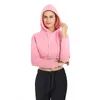 Kvinnors hoodies tröjor Autumn Women Hooded Sweatshirt överdimensionerade casual kvinnliga hoodies mode Solid Femme Crop Top Lång ärm Hög midja Girl Tops 230826